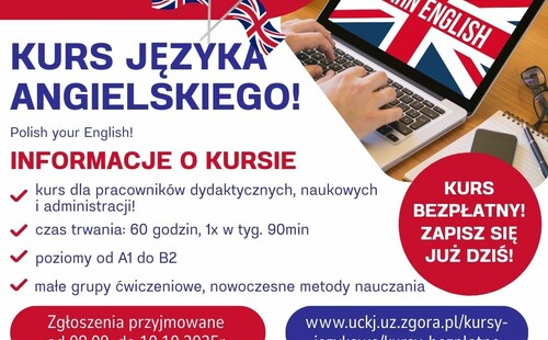 Bezpłatne kursy języka angielskiego dla pracowników Uniwersytetu Zielonogórskiego – edycja 2025/2026